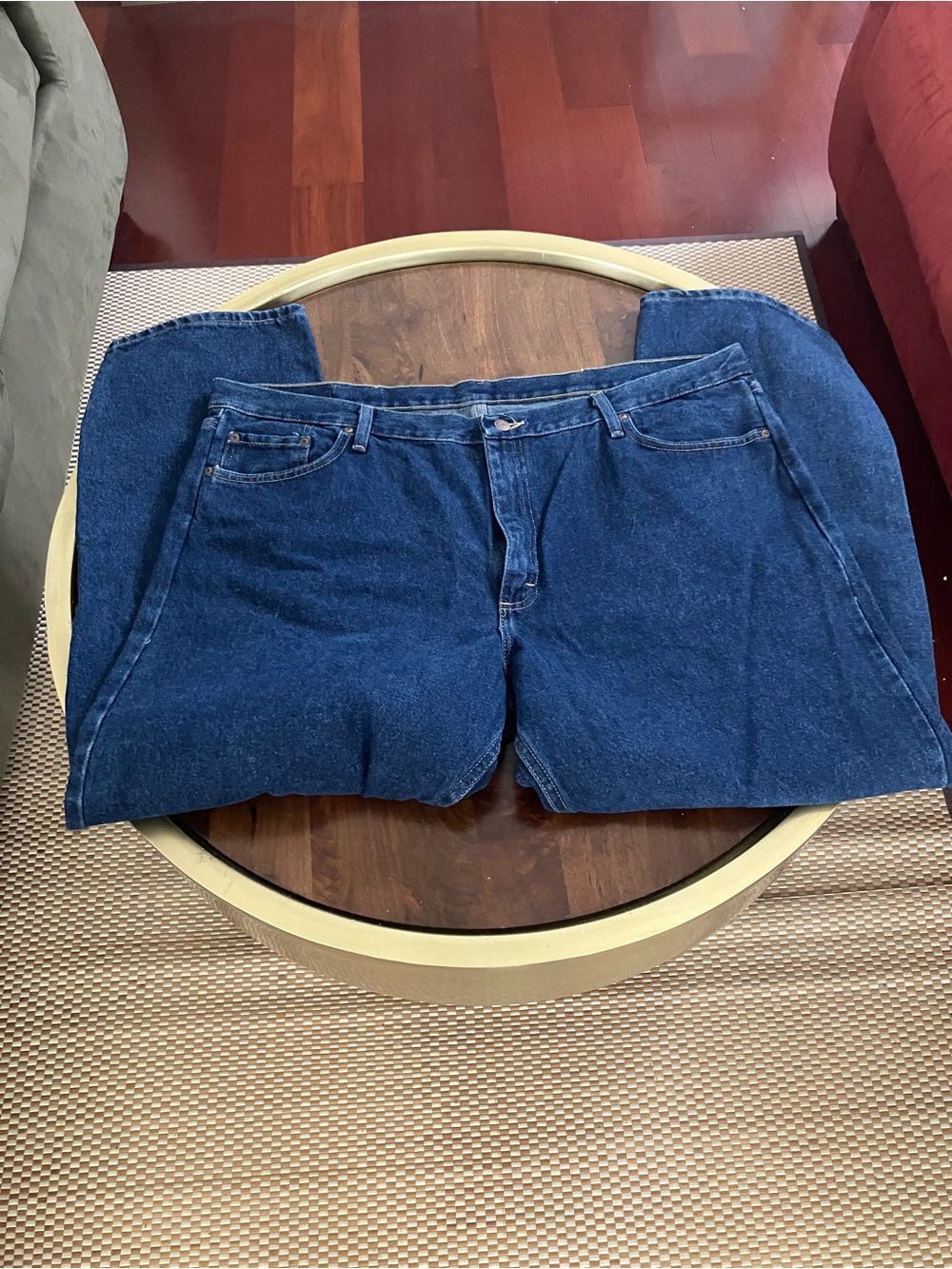Wrangler Straight Leg Jeans in Dark Blue Denim 42x30